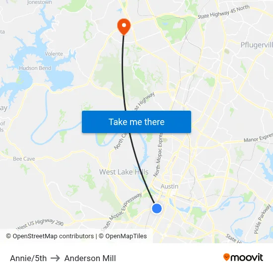 Annie/5th to Anderson Mill map