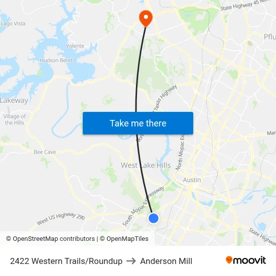 2422 Western Trails/Roundup to Anderson Mill map