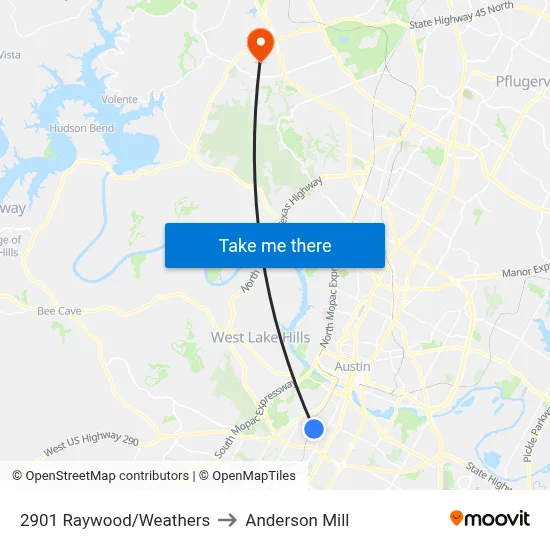 2901 Raywood/Weathers to Anderson Mill map