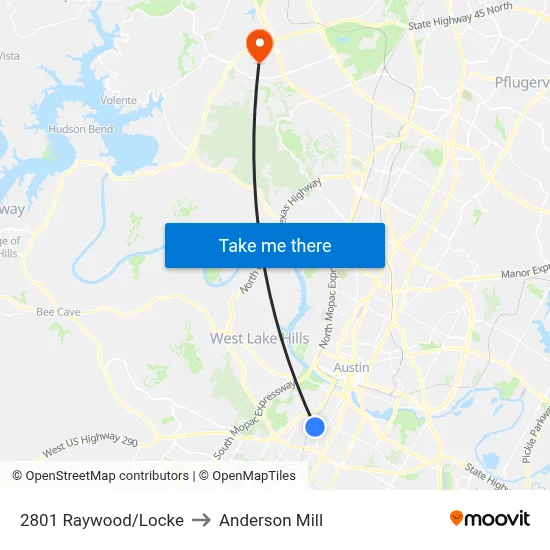 2801 Raywood/Locke to Anderson Mill map