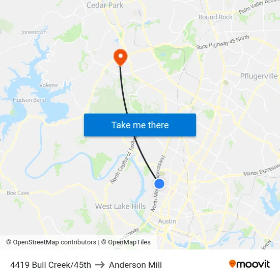 4419 Bull Creek/45th to Anderson Mill map