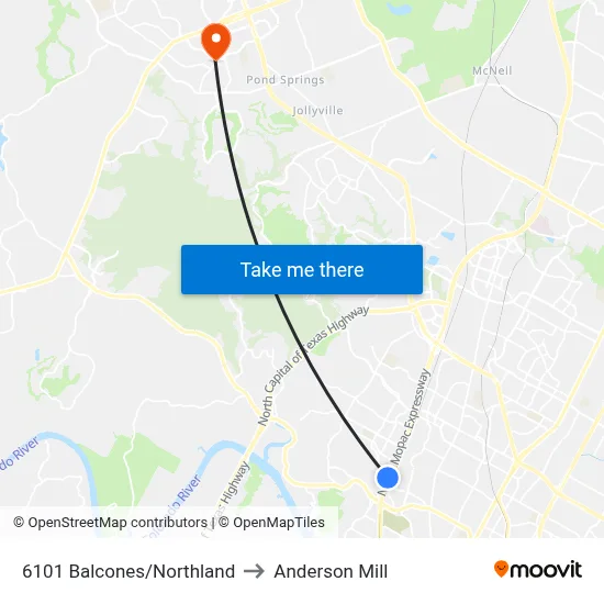 6101 Balcones/Northland to Anderson Mill map