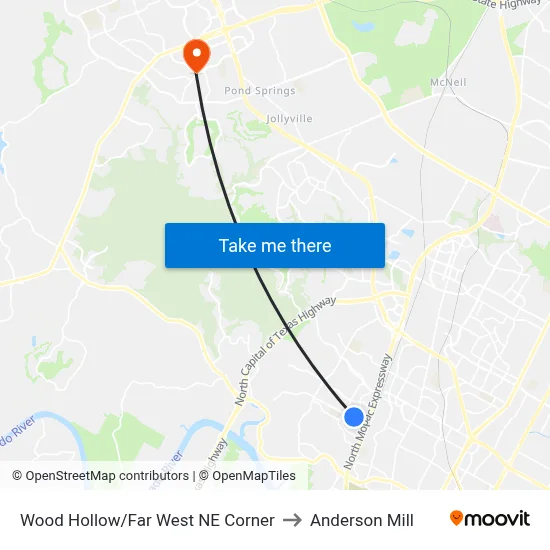 Wood Hollow/Far West NE Corner to Anderson Mill map