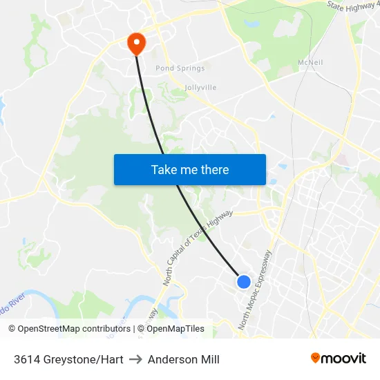 3614 Greystone/Hart to Anderson Mill map