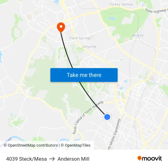 4039 Steck/Mesa to Anderson Mill map