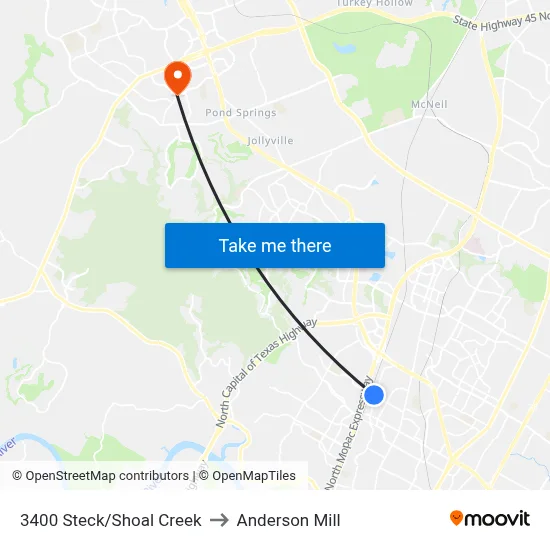 3400 Steck/Shoal Creek to Anderson Mill map