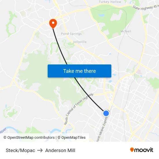 Steck/Mopac to Anderson Mill map