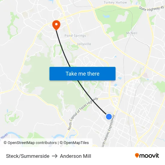 Steck/Summerside to Anderson Mill map