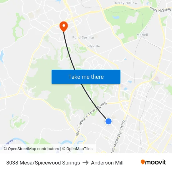 8038 Mesa/Spicewood Springs to Anderson Mill map