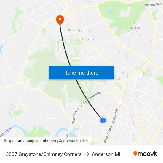 3807 Greystone/Chimney Corners to Anderson Mill map