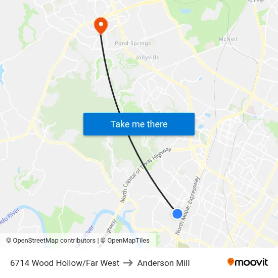 6714 Wood Hollow/Far West to Anderson Mill map