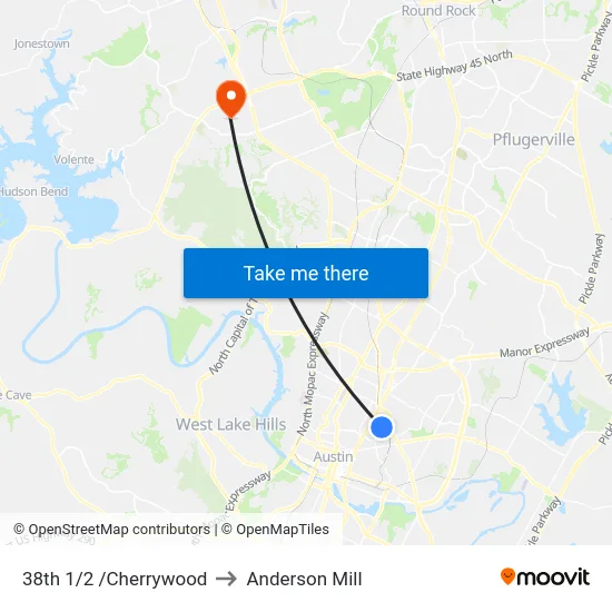 38th 1/2 /Cherrywood to Anderson Mill map