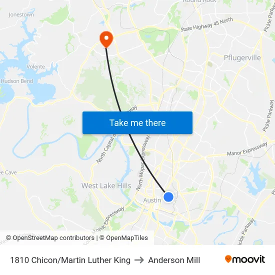 1810 Chicon/Martin Luther King to Anderson Mill map