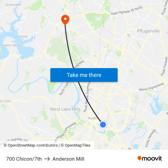 700 Chicon/7th to Anderson Mill map