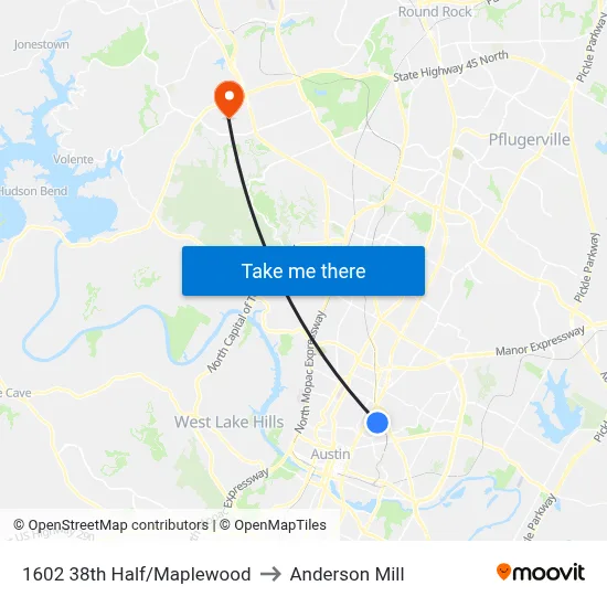 1602 38th Half/Maplewood to Anderson Mill map