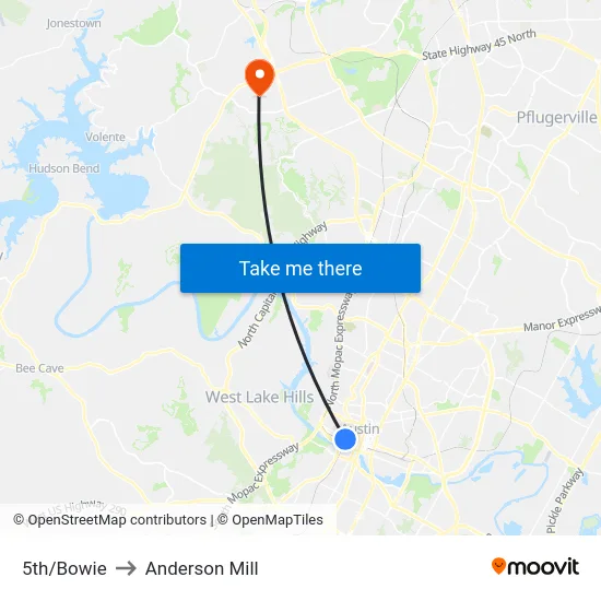 5th/Bowie to Anderson Mill map