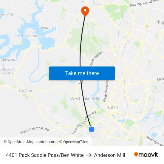 4401 Pack Saddle Pass/Ben White to Anderson Mill map