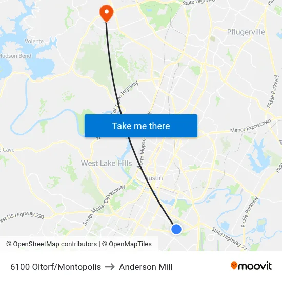 6100 Oltorf/Montopolis to Anderson Mill map