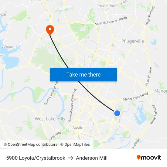 5900 Loyola/Crystalbrook to Anderson Mill map