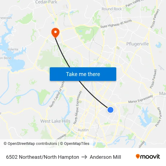 6502 Northeast/North Hampton to Anderson Mill map