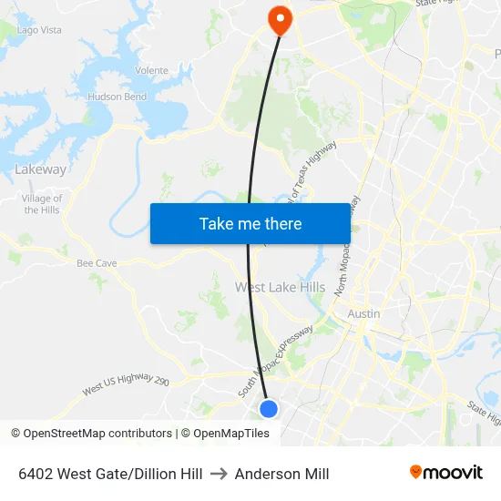 6402 West Gate/Dillion Hill to Anderson Mill map