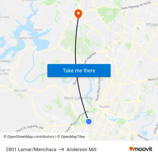 2801 Lamar/Menchaca to Anderson Mill map