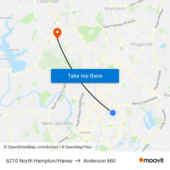 6210 North Hampton/Haney to Anderson Mill map