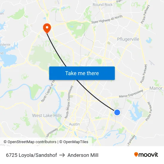 6725 Loyola/Sandshof to Anderson Mill map
