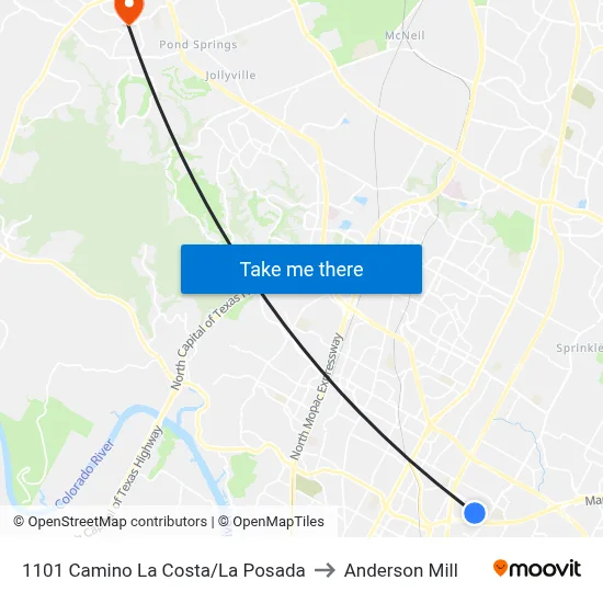 1101 Camino La Costa/La Posada to Anderson Mill map