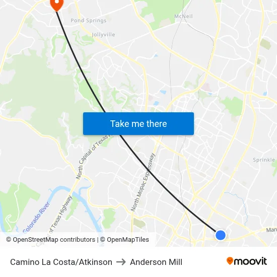 Camino La Costa/Atkinson to Anderson Mill map