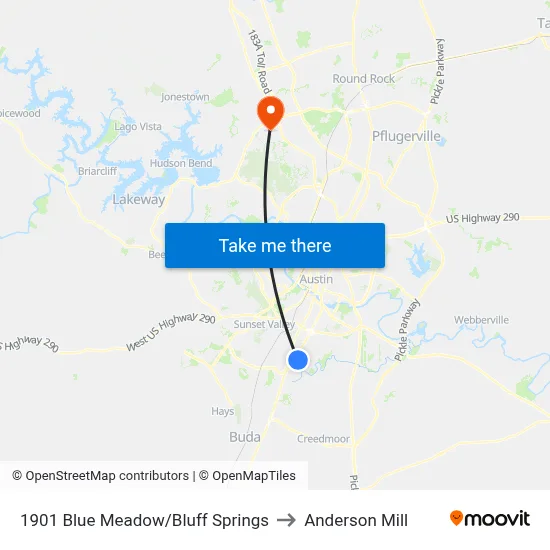 1901 Blue Meadow/Bluff Springs to Anderson Mill map