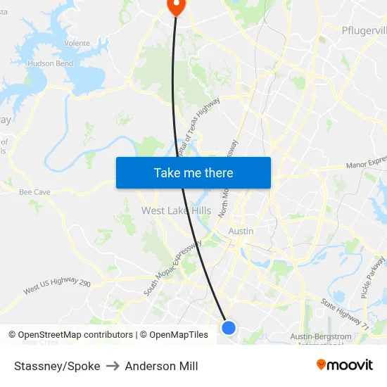 Stassney/Spoke to Anderson Mill map