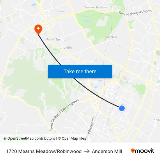 1720 Mearns Meadow/Robinwood to Anderson Mill map