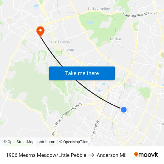 1906 Mearns Meadow/Little Pebble to Anderson Mill map