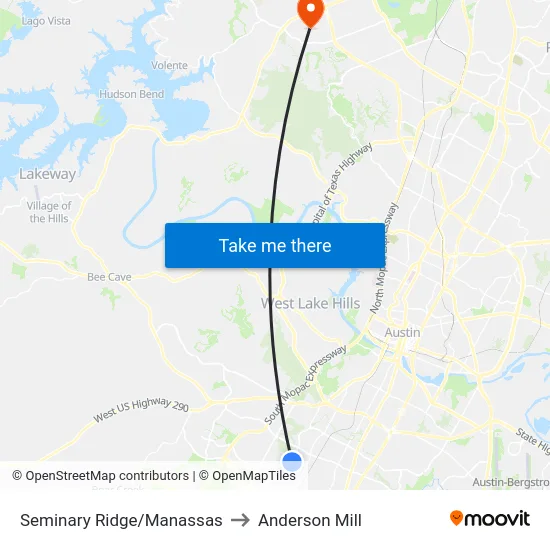 Seminary Ridge/Manassas to Anderson Mill map