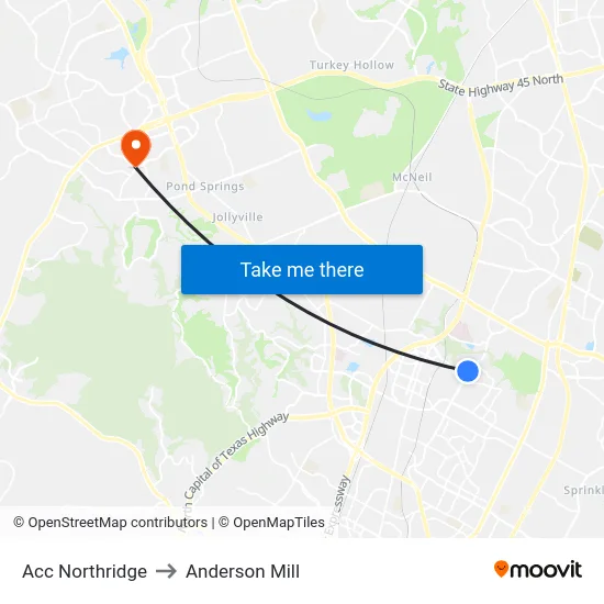 Acc Northridge to Anderson Mill map