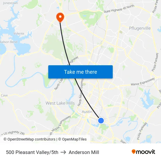 500 Pleasant Valley/5th to Anderson Mill map