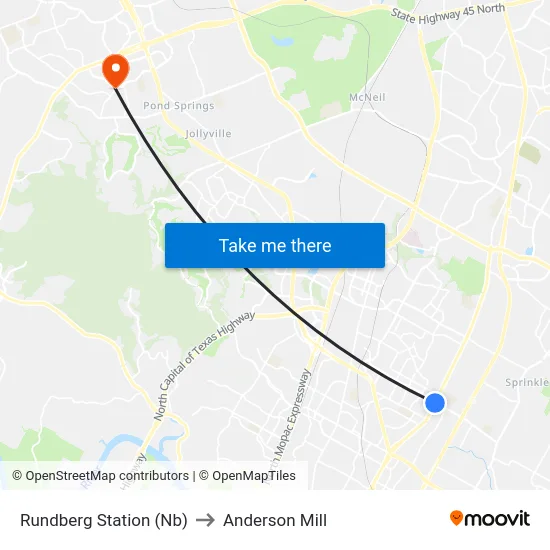Rundberg Station (Nb) to Anderson Mill map