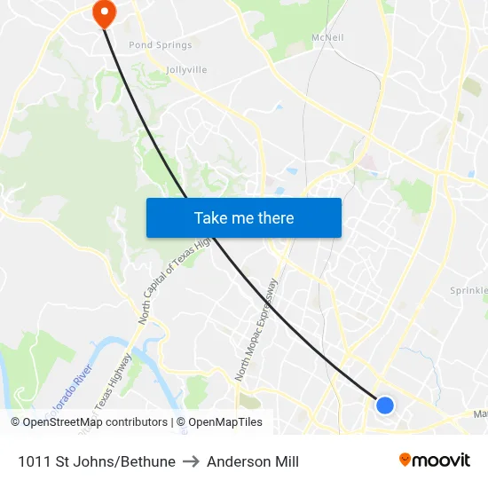 1011 St Johns/Bethune to Anderson Mill map