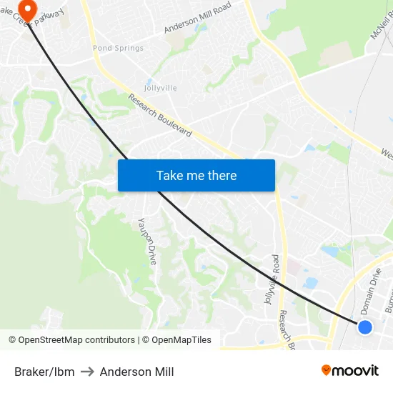 Braker/Ibm to Anderson Mill map