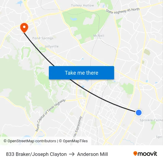 833 Braker/Joseph Clayton to Anderson Mill map