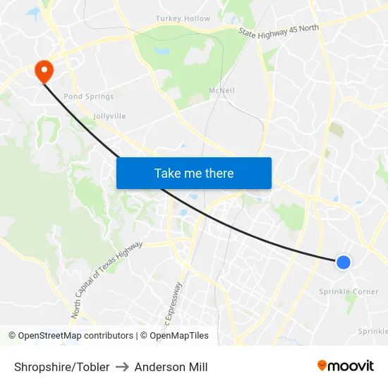 Shropshire/Tobler to Anderson Mill map