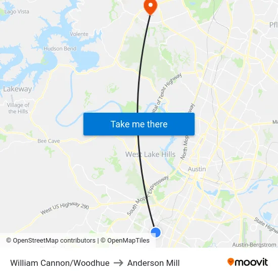 William Cannon/Woodhue to Anderson Mill map