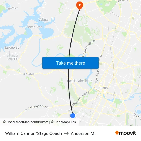 William Cannon/Stage Coach to Anderson Mill map