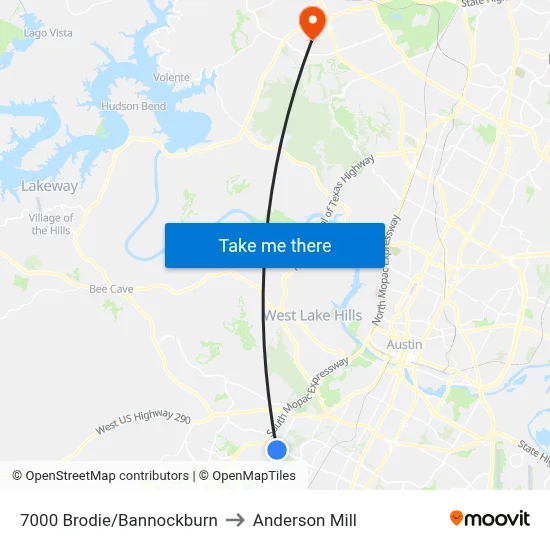 7000 Brodie/Bannockburn to Anderson Mill map