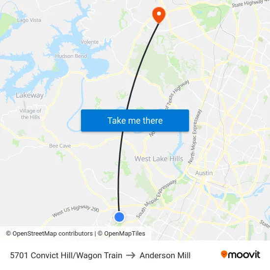 5701 Convict Hill/Wagon Train to Anderson Mill map