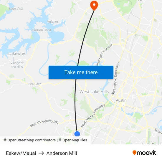 Eskew/Mauai to Anderson Mill map