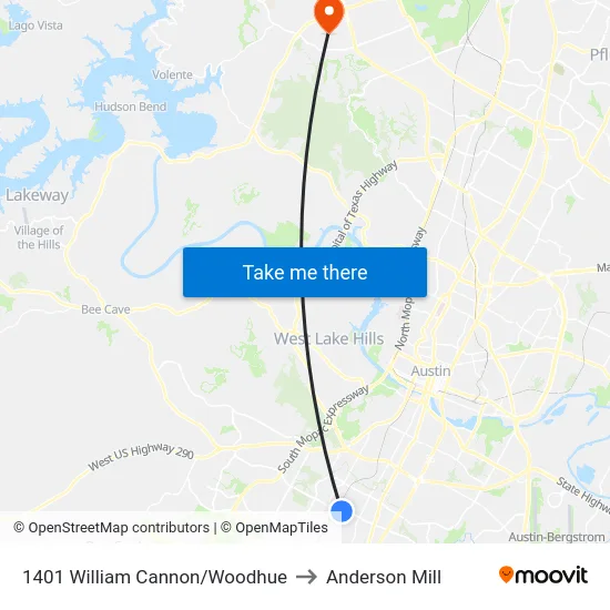 1401 William Cannon/Woodhue to Anderson Mill map