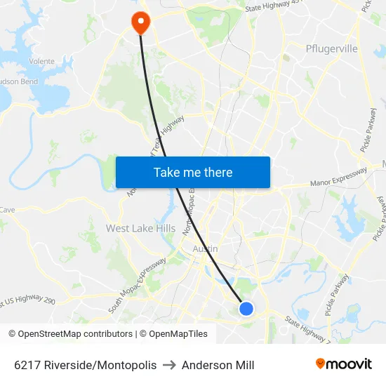 6217 Riverside/Montopolis to Anderson Mill map