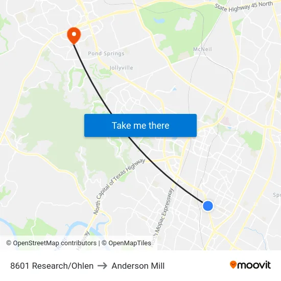 8601 Research/Ohlen to Anderson Mill map